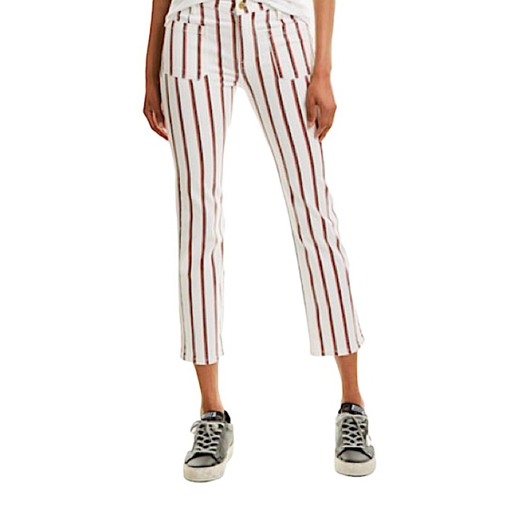 Frame Le Bardot Striped Straight Leg Pants